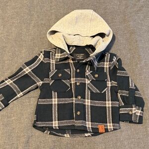 Little Bipsy Flannel Shacket - hunter green plaid